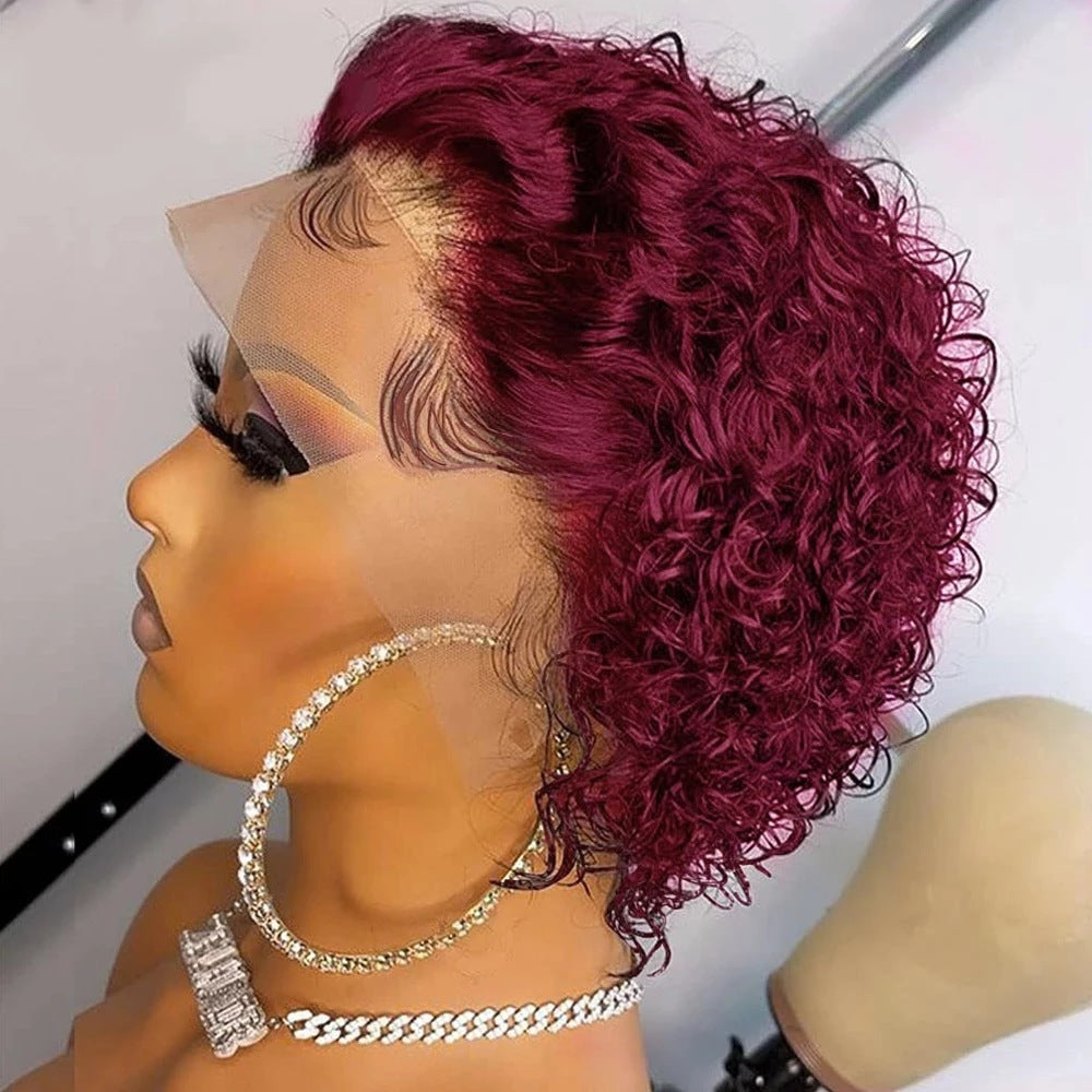 Wine Red Curly Synthetic Wig for Ladies - Short Exotic Hair Extension