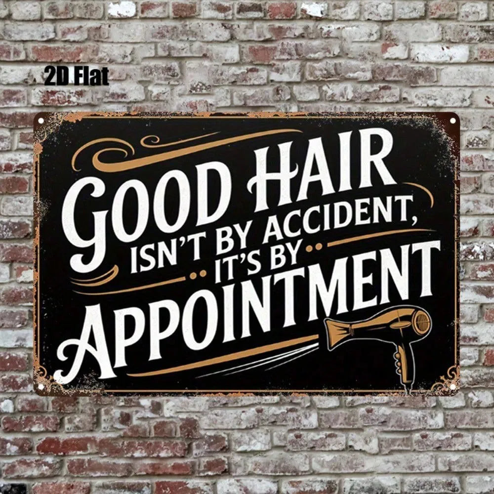Vintage Barber Shop Sign - Good Hair Isn't By Accident Wall Art