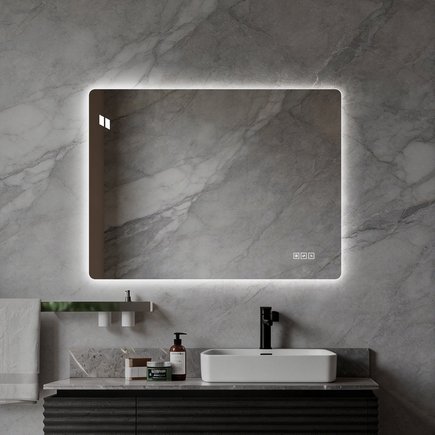 24x32 Inch LED Bathroom Mirror with Anti-Fog & Dimmable Lighting