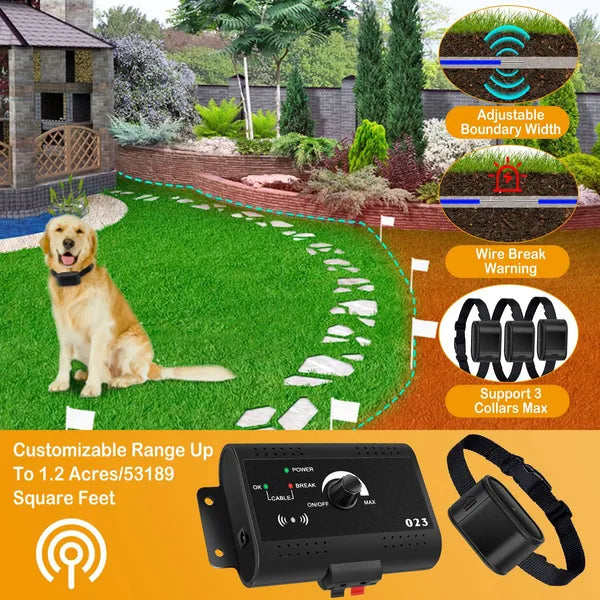 Electric Dog Fence System with Collar & Wire - Adjustable Size & Complete Kit