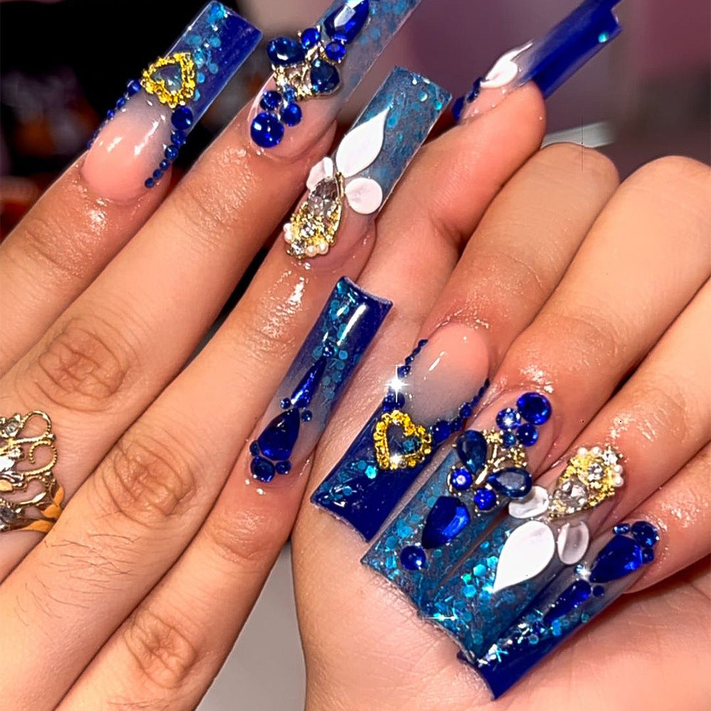 3D Rhinestone Fake Nails Set - Multiple Colors for Nail Art & Manicure