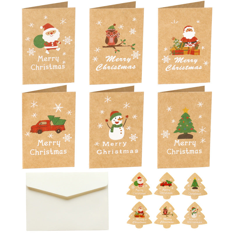 Christmas Kraft Paper Blessing Card Set with Envelopes and Stickers – Festive Holiday Messages