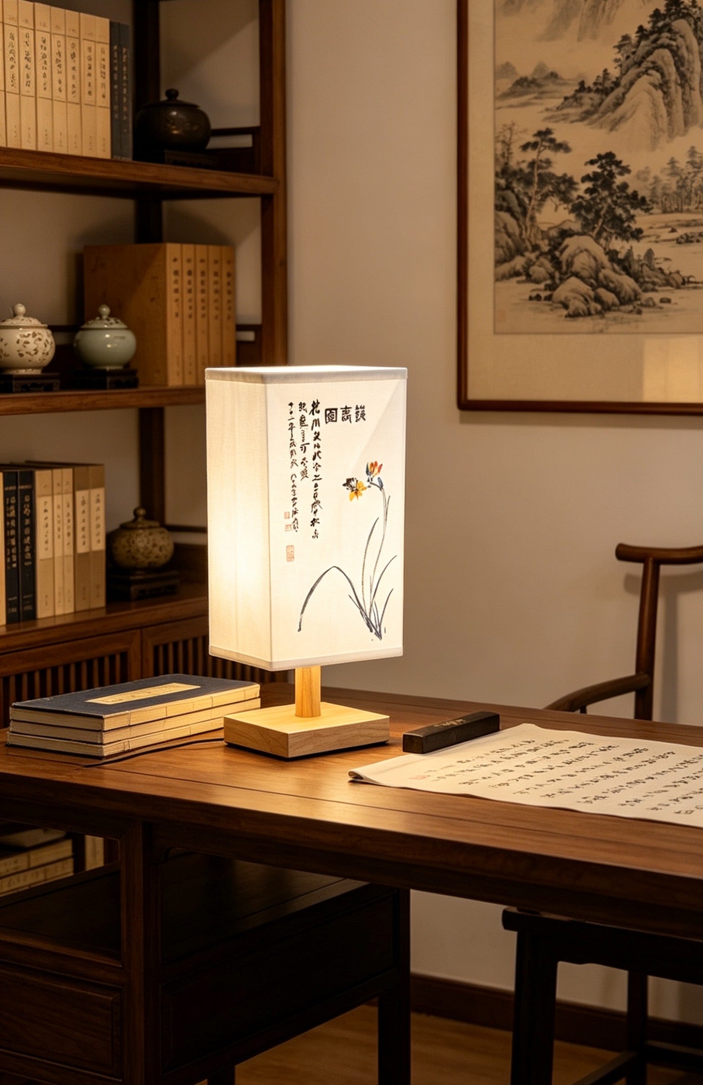 Aromatherapy Table Lamp with Essential Oil Diffuser - Chinese Style Bedside Decor