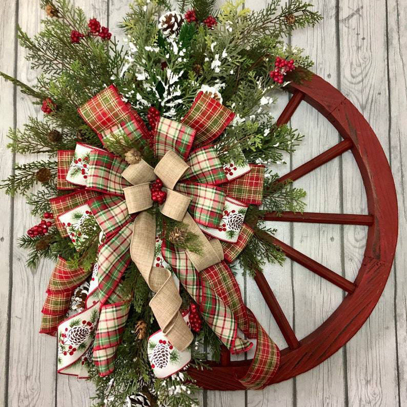 Christmas Wreath Animal Farm Pine Cone Door Ring - Festive Farmhouse Decor