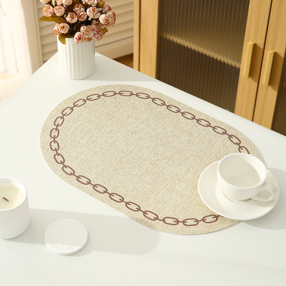 Nordic-Style Linen-Textured Leather Chain-Link Placemat - Home Decor
