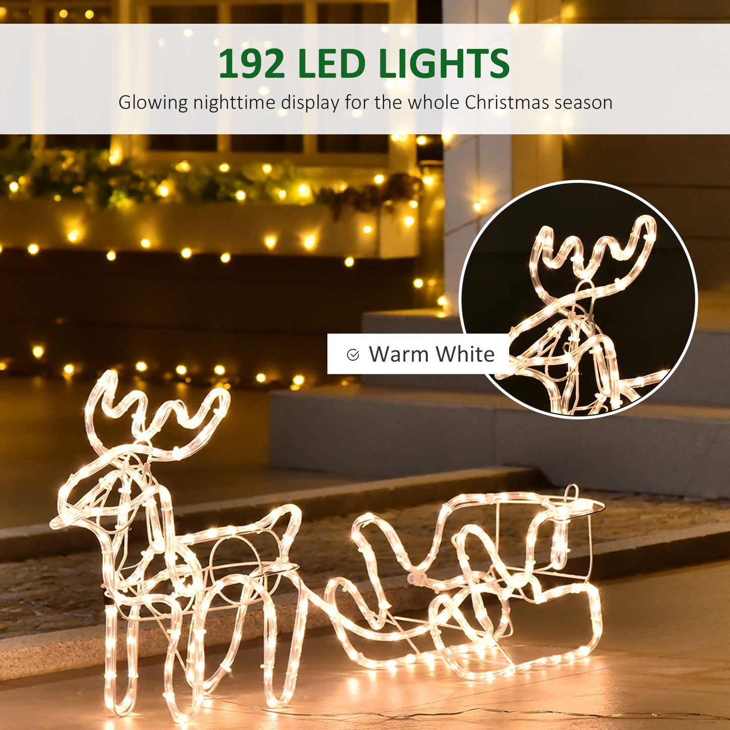 35" LED Lighted Reindeer and Sleigh Decoration - Warm White