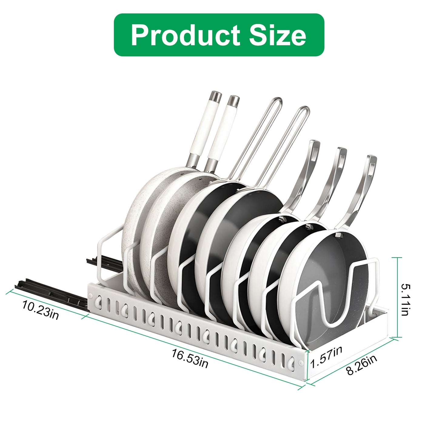 1Pc Pull Out Pots And Pans Organizer Under Cabinet With 8 Adjustable