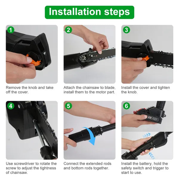 Cordless Pole Saw 7.4ft Adjustable Extension Tree Trimmer with 775W Motor
