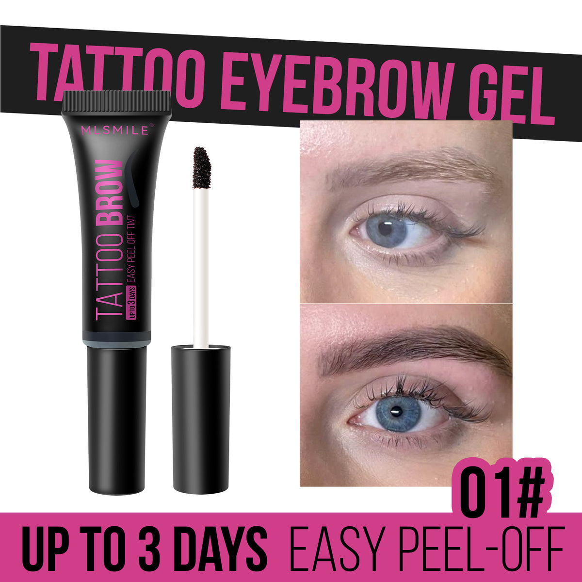 Long Lasting Waterproof Eyebrow Gel - Non Smudge, Dye & Pull