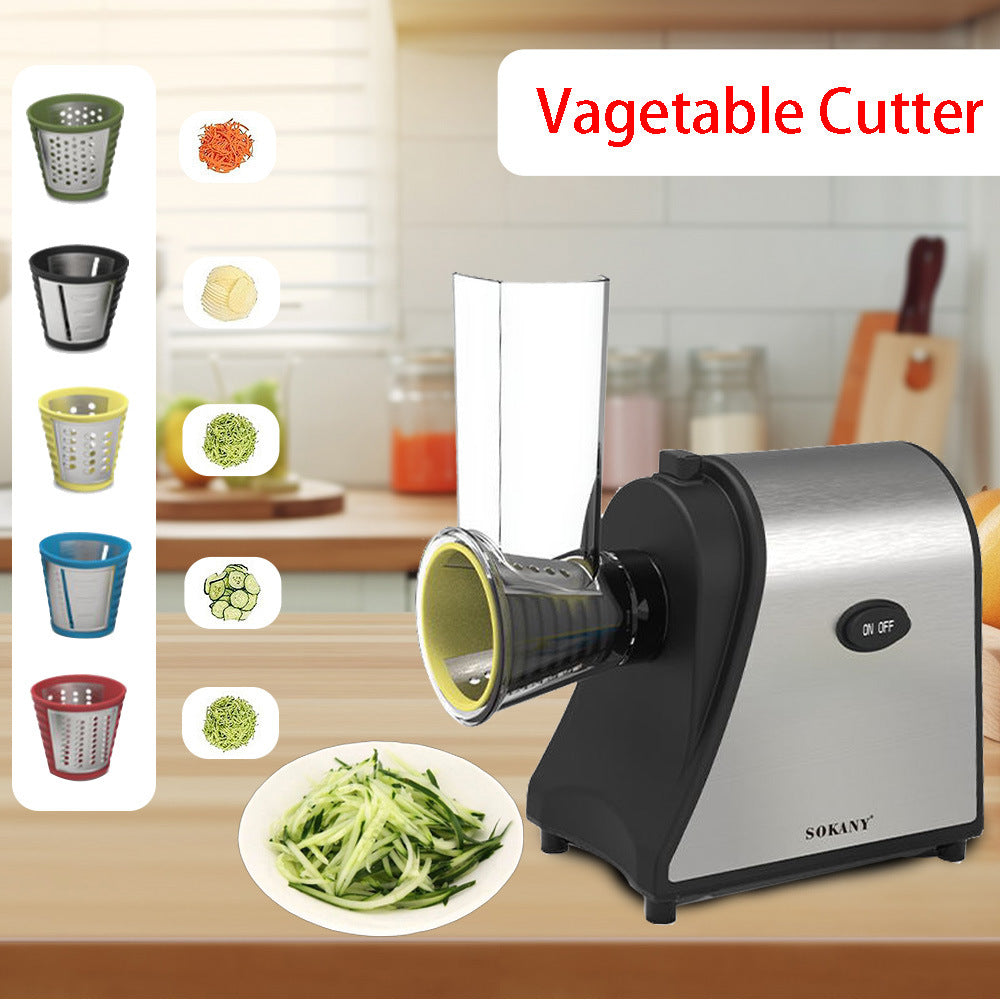Multi-Function Vegetable Cutter with Shredding & Slicing - 1000W, Black