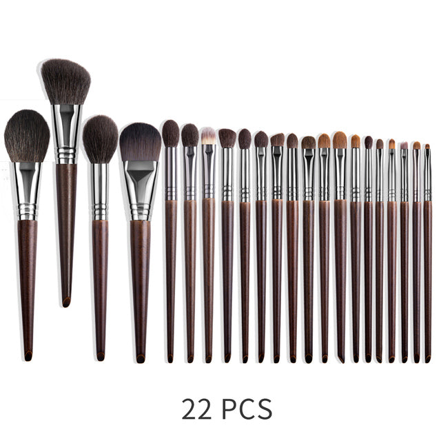 Natural Makeup Brush Set with Goat Hair - 22/24 Pieces for Face & Eyes