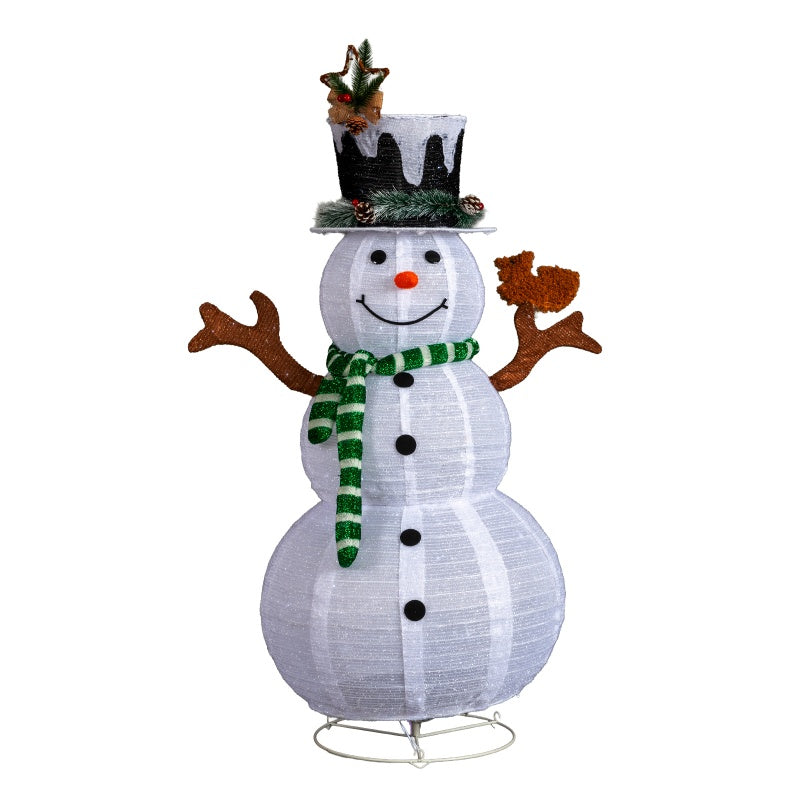 4ft White LED Snowman with Squirrel - Christmas Decoration