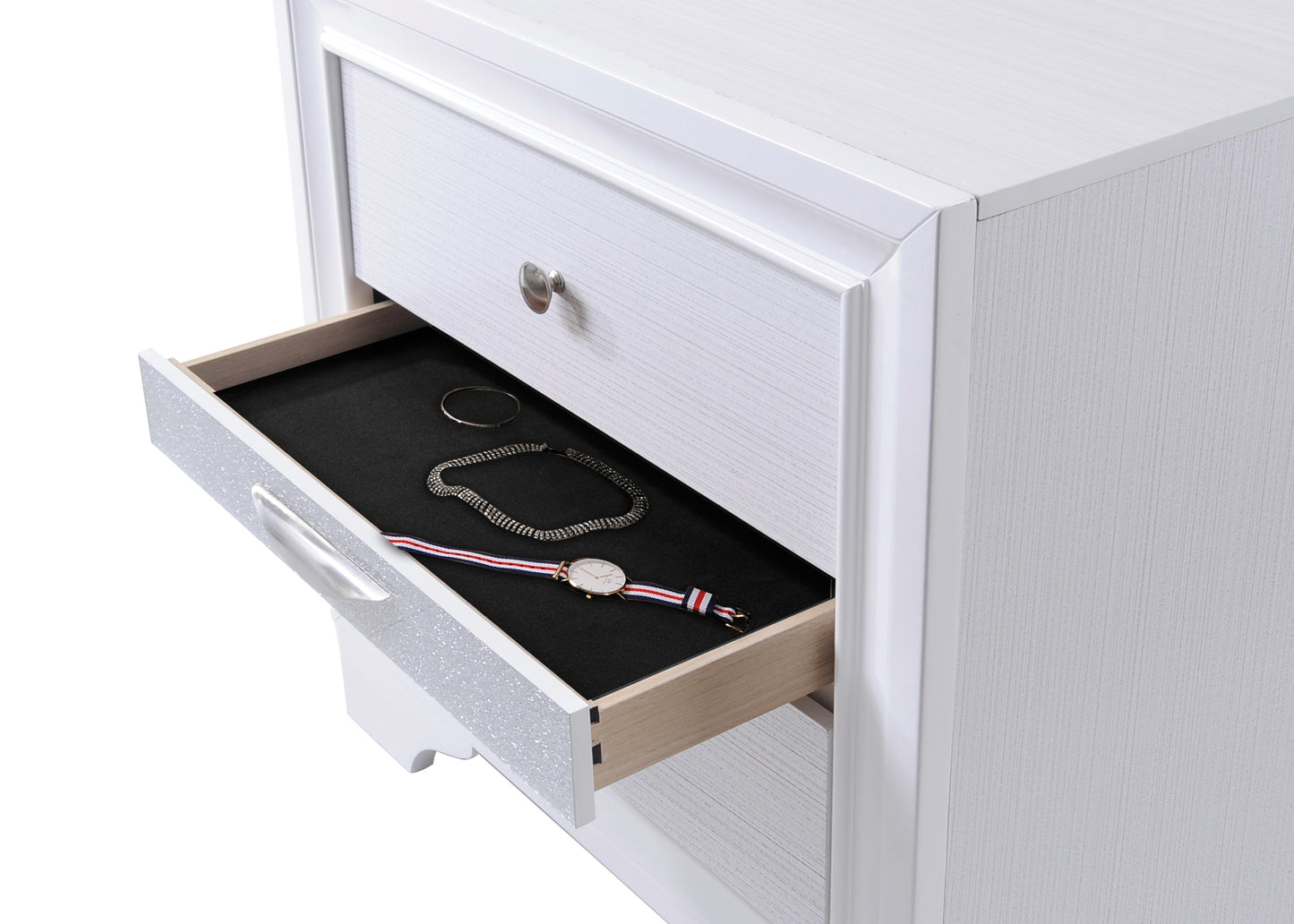 Naima White Finish Nightstand with Storage Drawers