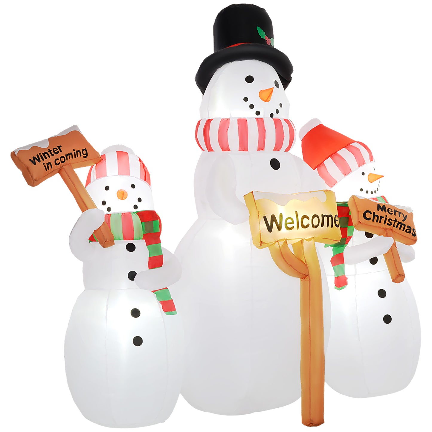 Inflatable Christmas Snowmen with LED Lights - 3 Pack