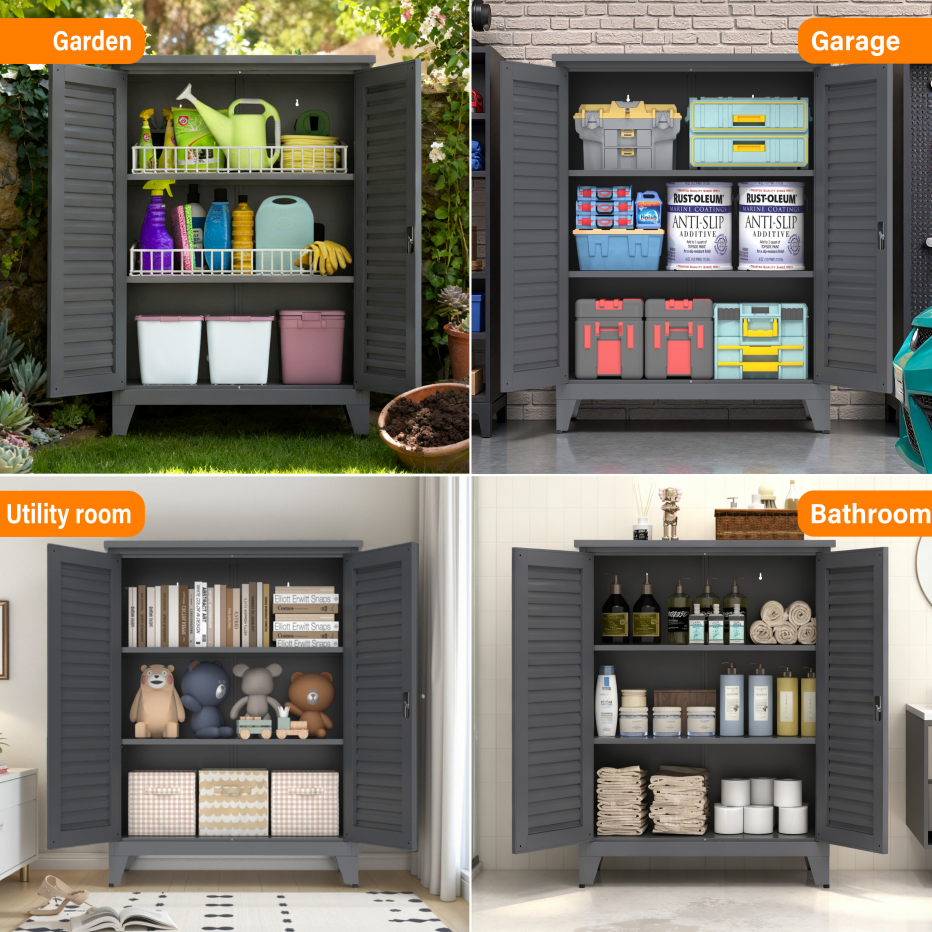 47'' Tall Metal Tool Storage Cabinet - Slate Finish