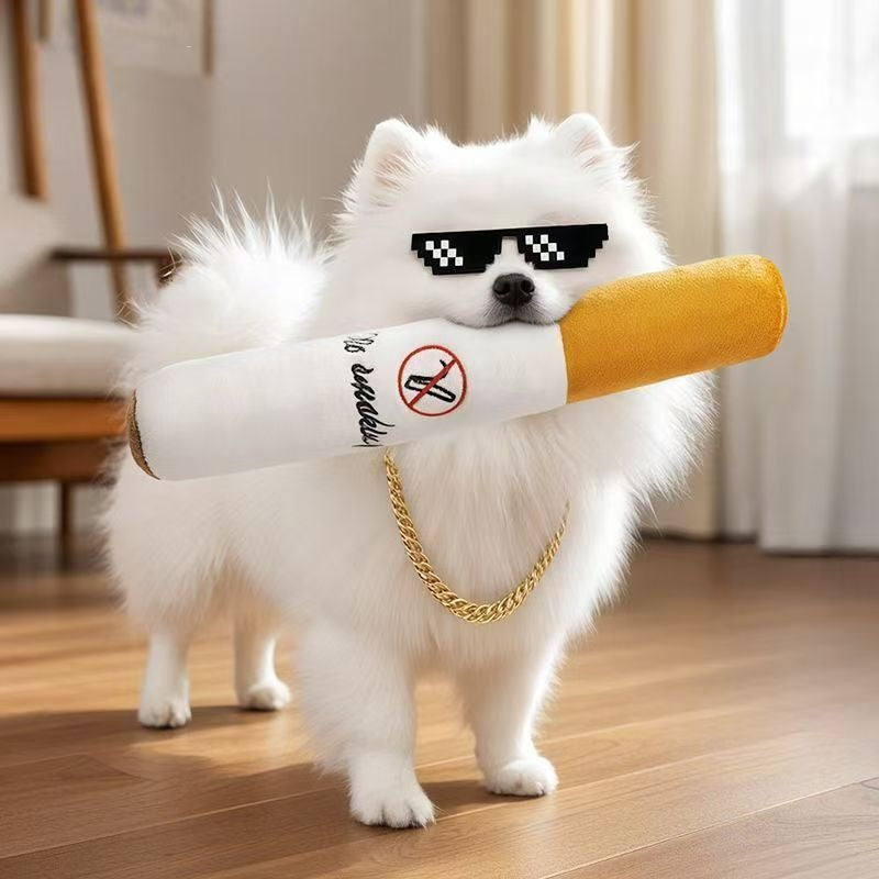 Plush Pet Toy Cigarette-Shaped Sounding Boredom Buster for Cats Dogs