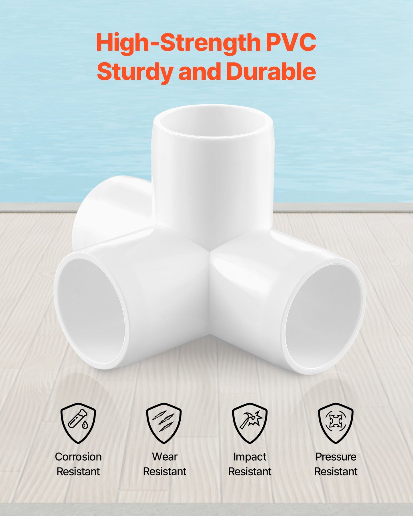 4-Way PVC Pipe Fittings - 10-Pack Elbow Connectors