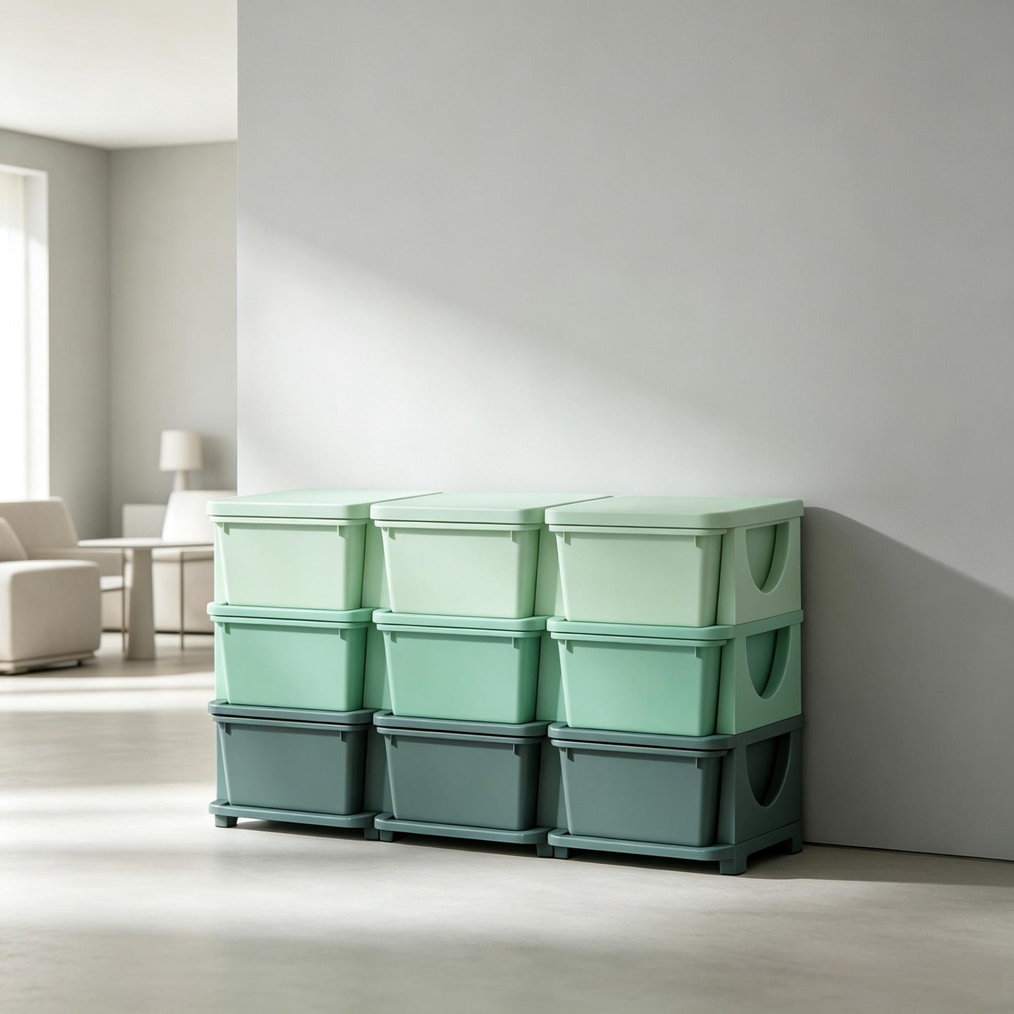 Toy Storage Organizer - Space-Saving Vertical Drawer Unit - Green