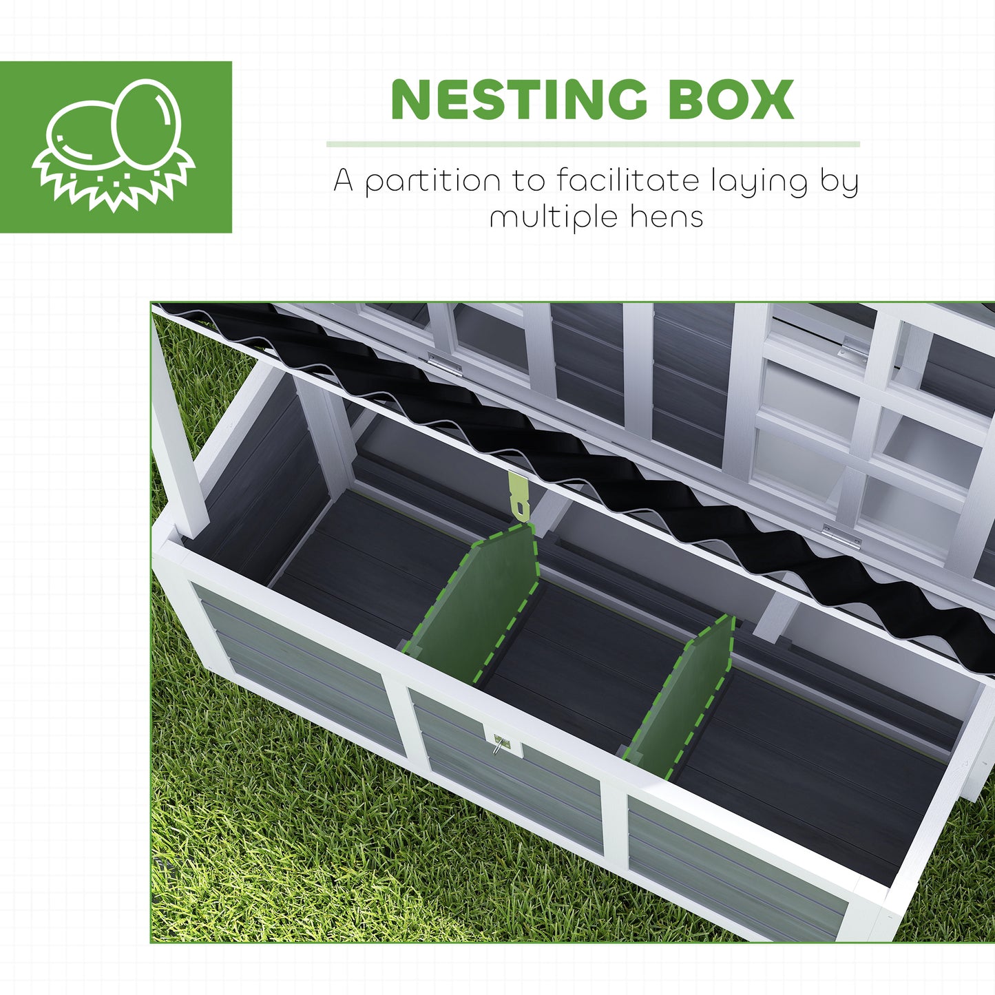 Wooden Chicken Coop with Nesting Box & Pull-Out Tray - Waterproof Roof, 39 Inches
