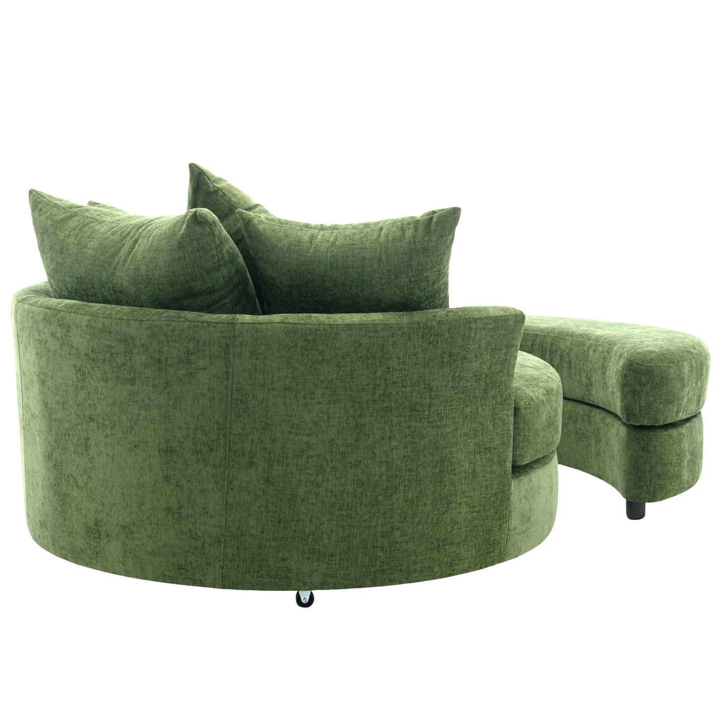 360° Swivel Accent Barrel Chair with Storage Ottoman & 4 Pillows - Green