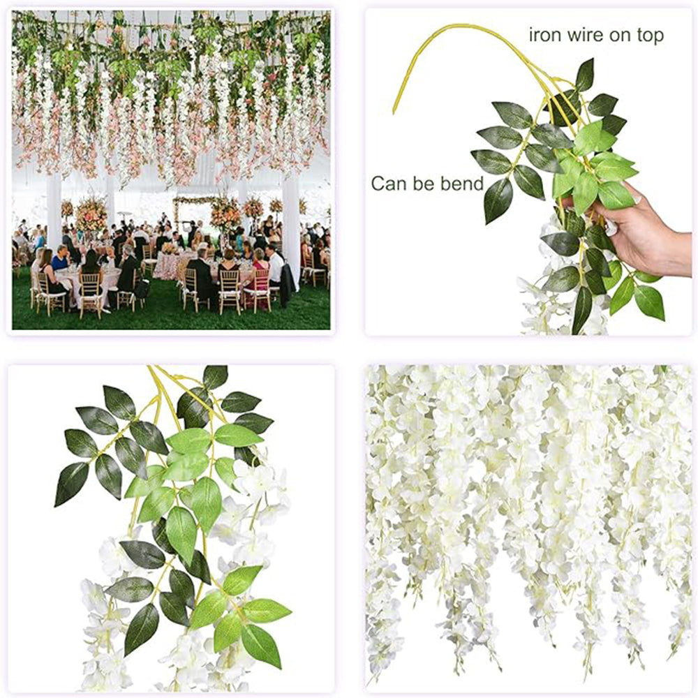 12 Pcs 3.61 Ft Artificial Wisteria Flower Vine Garland - Silk