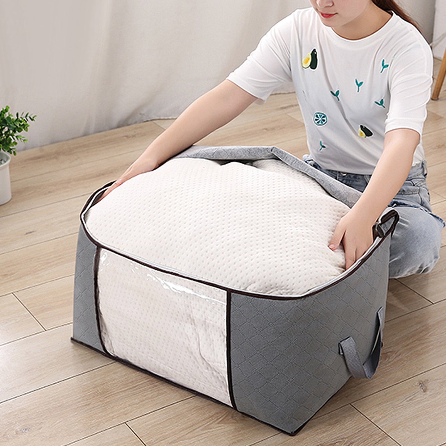 2Pcs Clothes Storage Bag For Moving Season 90L Per With Thick Fabric