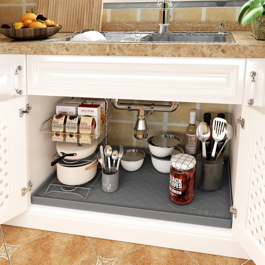 Under Sink Mats For Kitchen Waterproof, Leak-Proof Silicone Mat