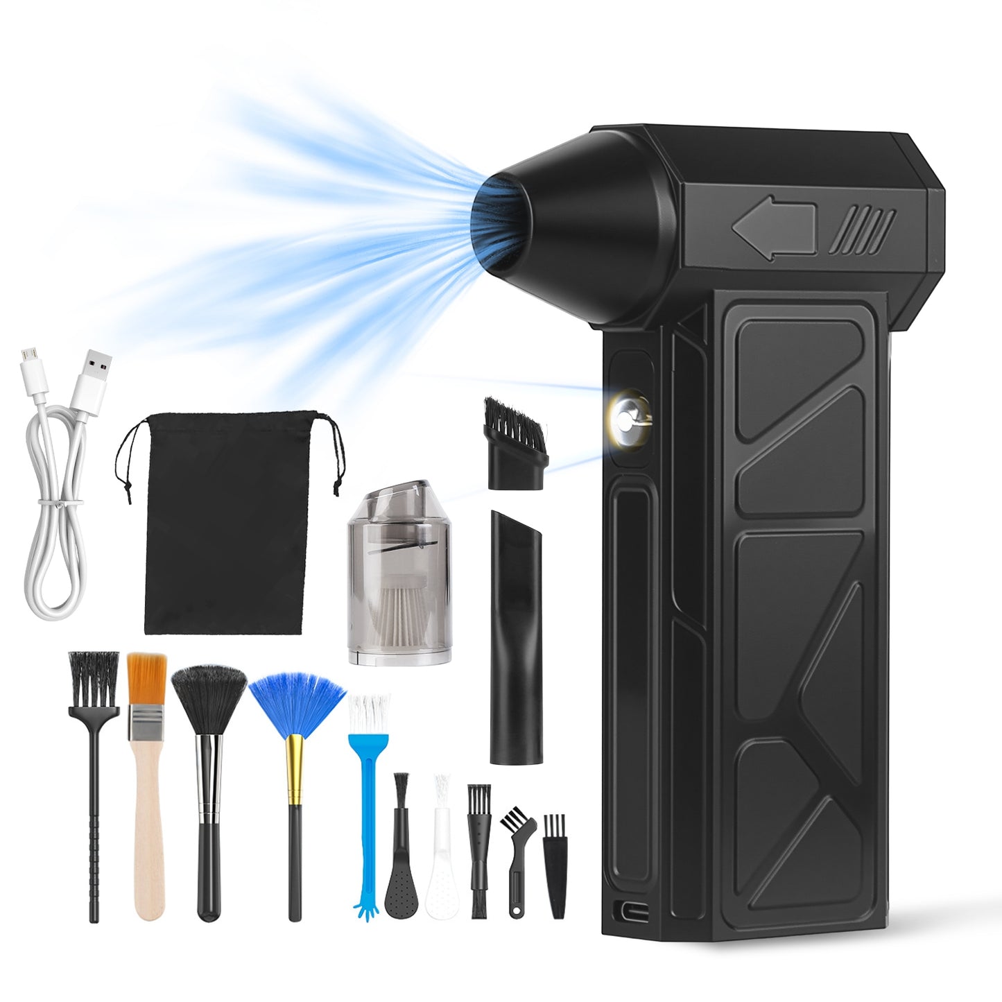 Cordless Compressed Air Duster with LED Light - 4 Speeds