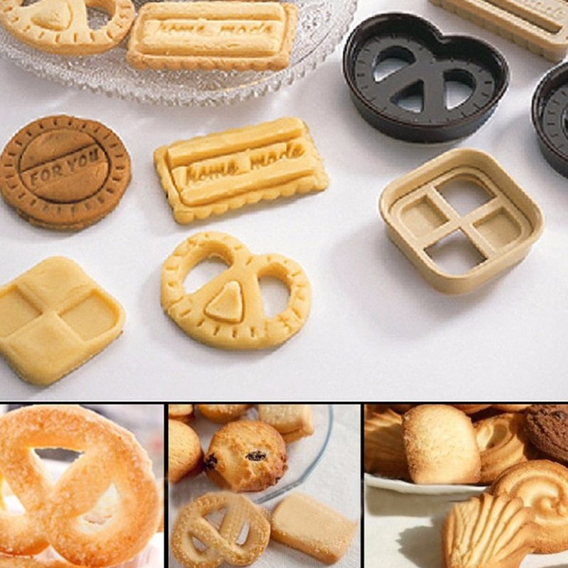 4-Piece Blue Can Pattern Cookie Mold Set for Baking