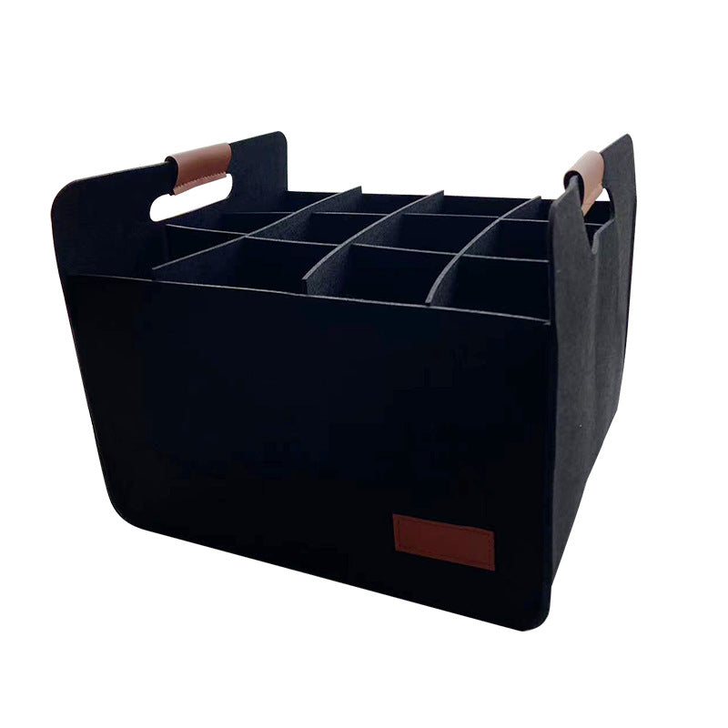 Large Capacity Felt Storage Basket for Household Organization - Black & Dark Grey