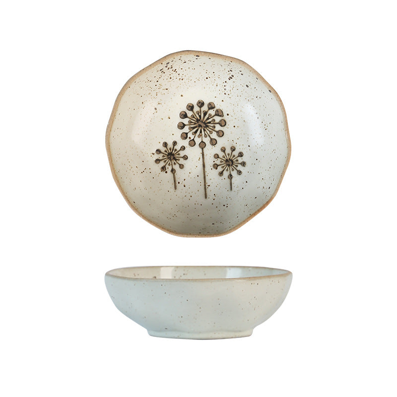 Japanese Ceramic Saucer for Condiments - Household Dish Small Fish & Sunflower Variants