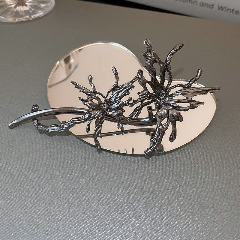Liquid Metal Butterfly Hairpin for Women - Copper Hair Accessory with Electroplated Finish