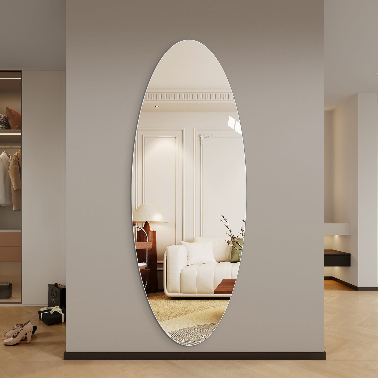 65" x 24" Oval Full-Length Wall Mirror - Copper-Free Glass