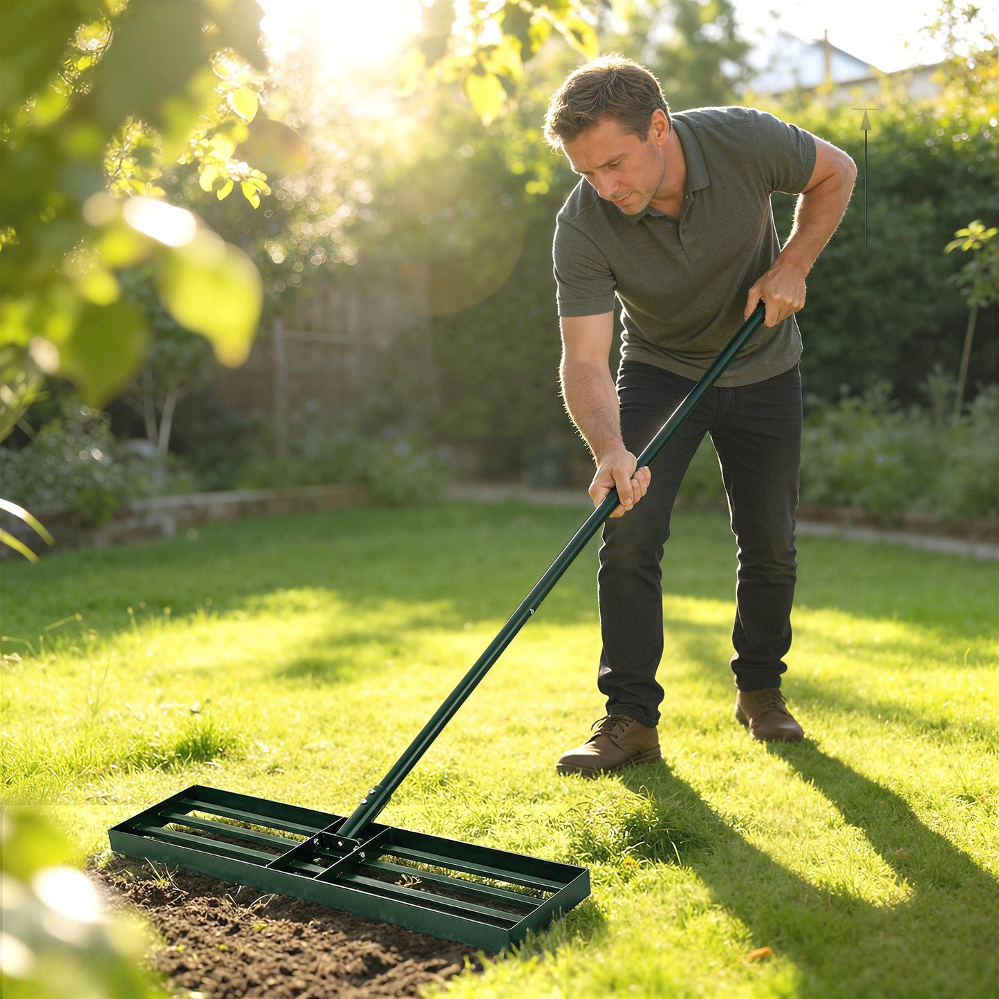 Heavy Duty Lawn Leveling Rake - 30 Inch Wide Garden Yard Tool with 66.5 Inch Handle
