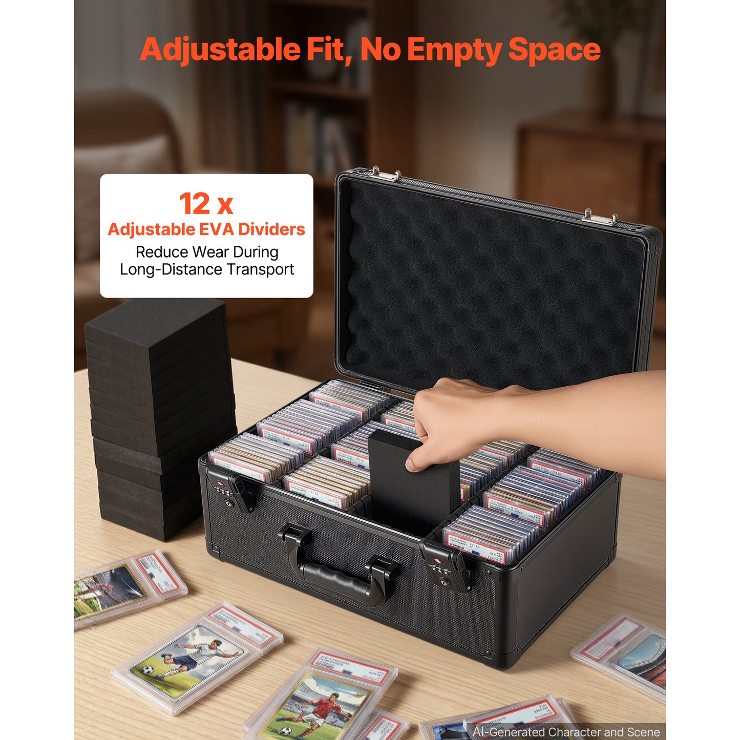 Card Storage Box for Collectible Trading Cards with Lock and Dividers - Holds 120+ Cards