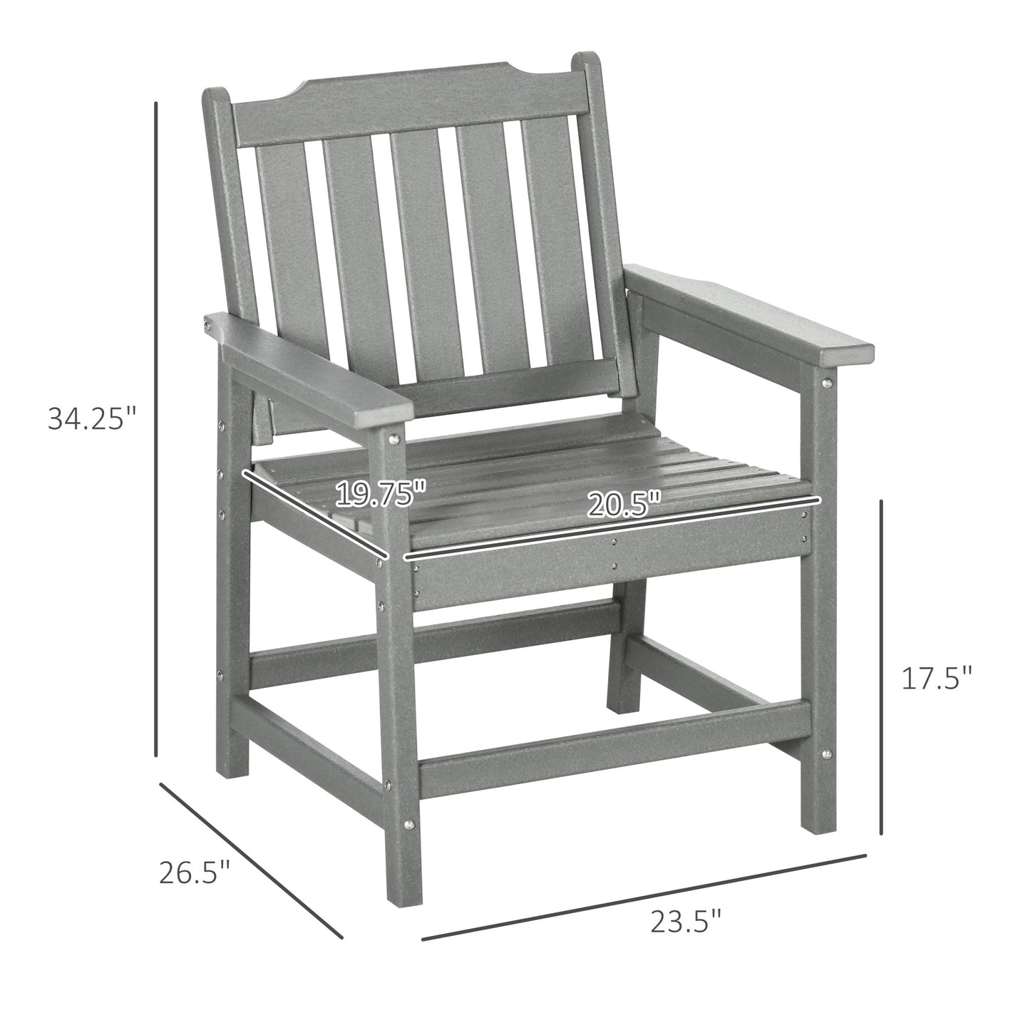 Gray HDPE Patio Dining Chair - Heavy Duty Outdoor Seating
