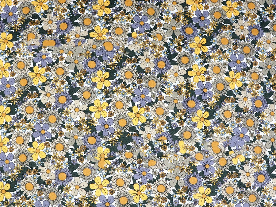 Small Floral Cotton Fabric - Water Printed Twill Material for Sewing, Bedding & Crafts