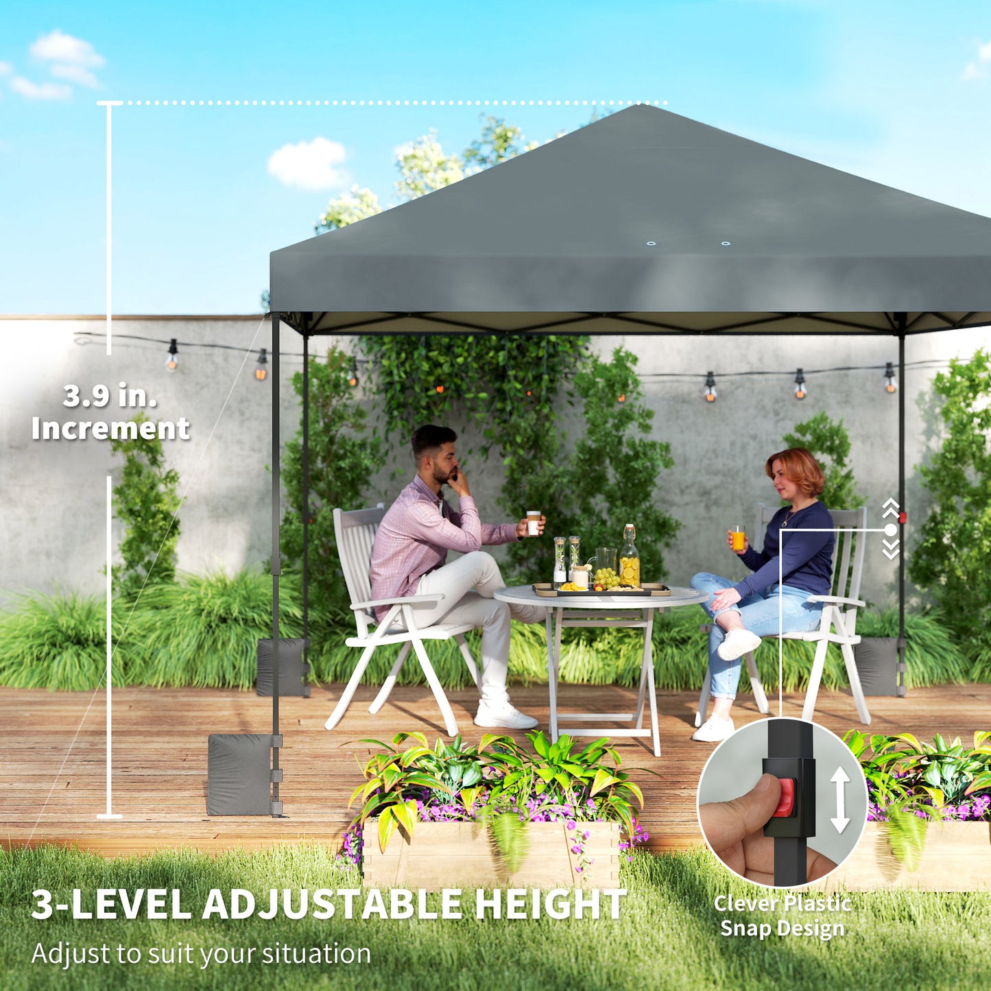 10x10 ft Pop Up Canopy Tent - Portable Outdoor Shelter, Dark Gray