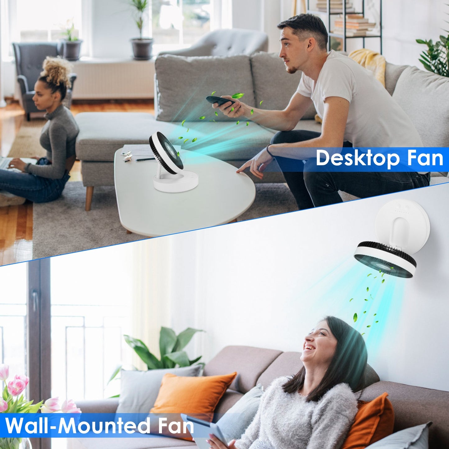 Rechargeable LED Desk Fan with Remote - 4 Speeds & 2 Brightness