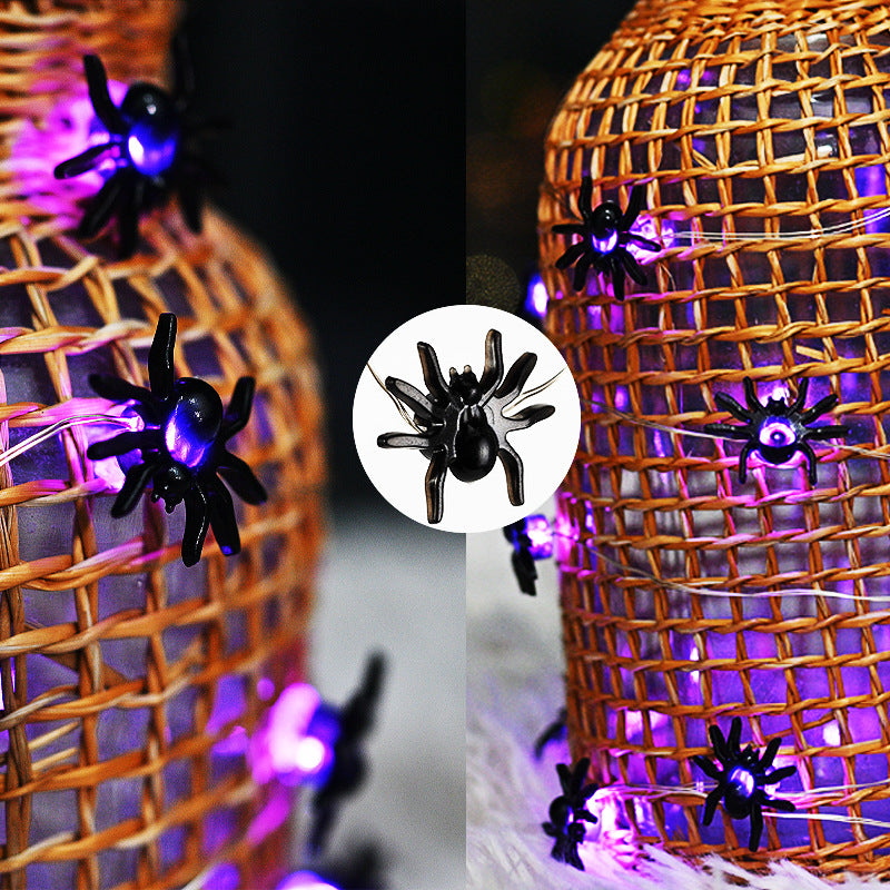 LED Purple Spider String Lights Halloween Decoration - 2M or 5M Options