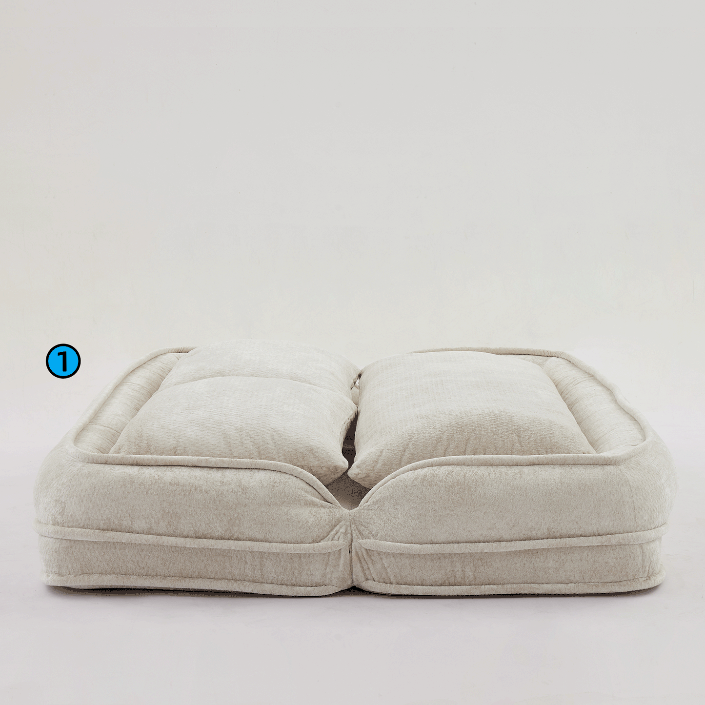 Extra Large Chenille Lazy Sofa Loveseat - Beige 2-in-1 Dog Bed