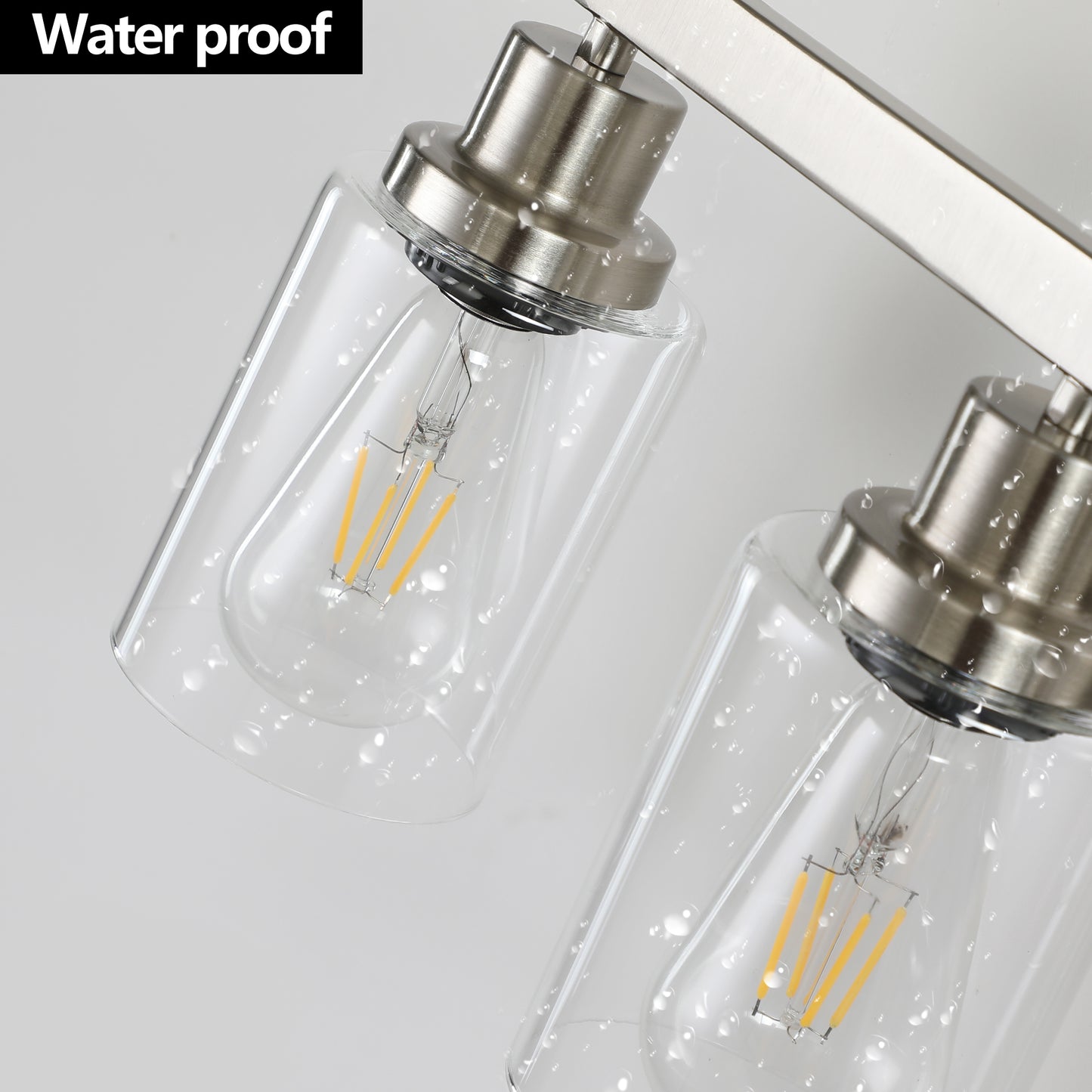 Modern 5-Light Bathroom Vanity Light Fixture - Brushed Nickel with Glass Shades