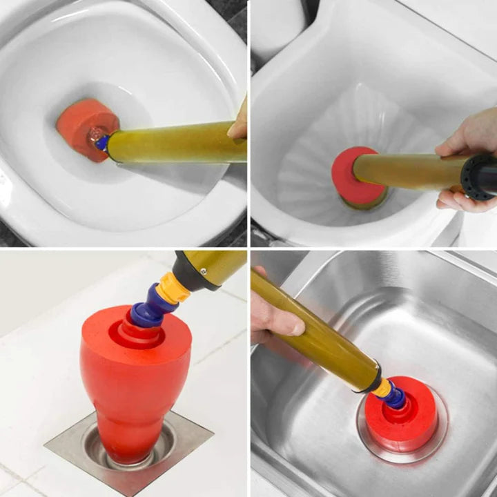 Toilet Unclogging Tool PVC & Steel Drain Pipe Cleaner - Red