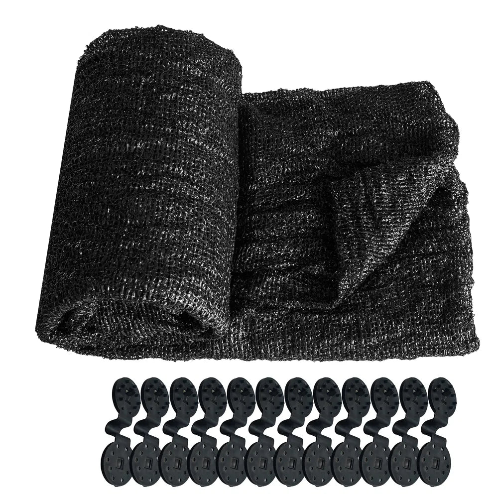 6.5ft x 12ft Black Sunshade Netting Fabric - UV Protection