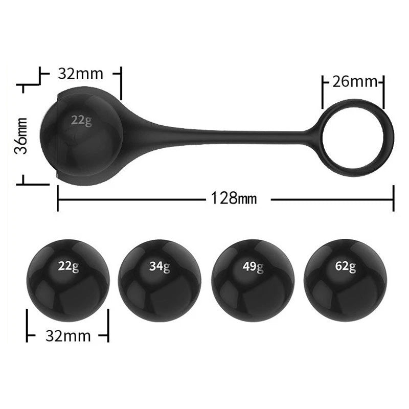 Male Muscle Training Ball Set - 4-Piece Tension Exercise Kit - Black