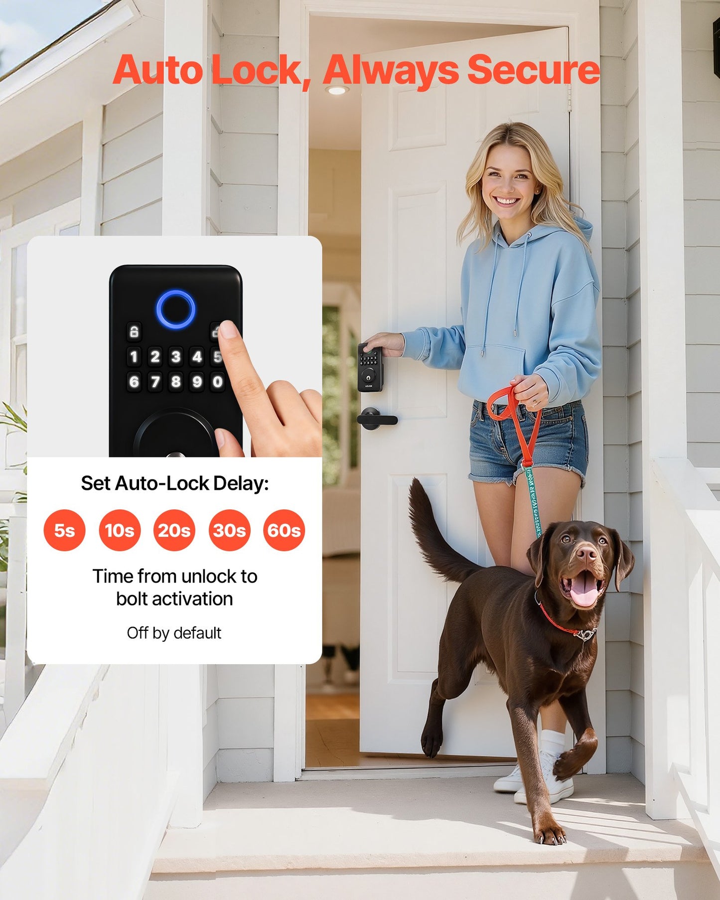 Keyless Entry Door Lock with Handle Set - Electronic Keypad Deadbolt, Auto Lock, Matte Black