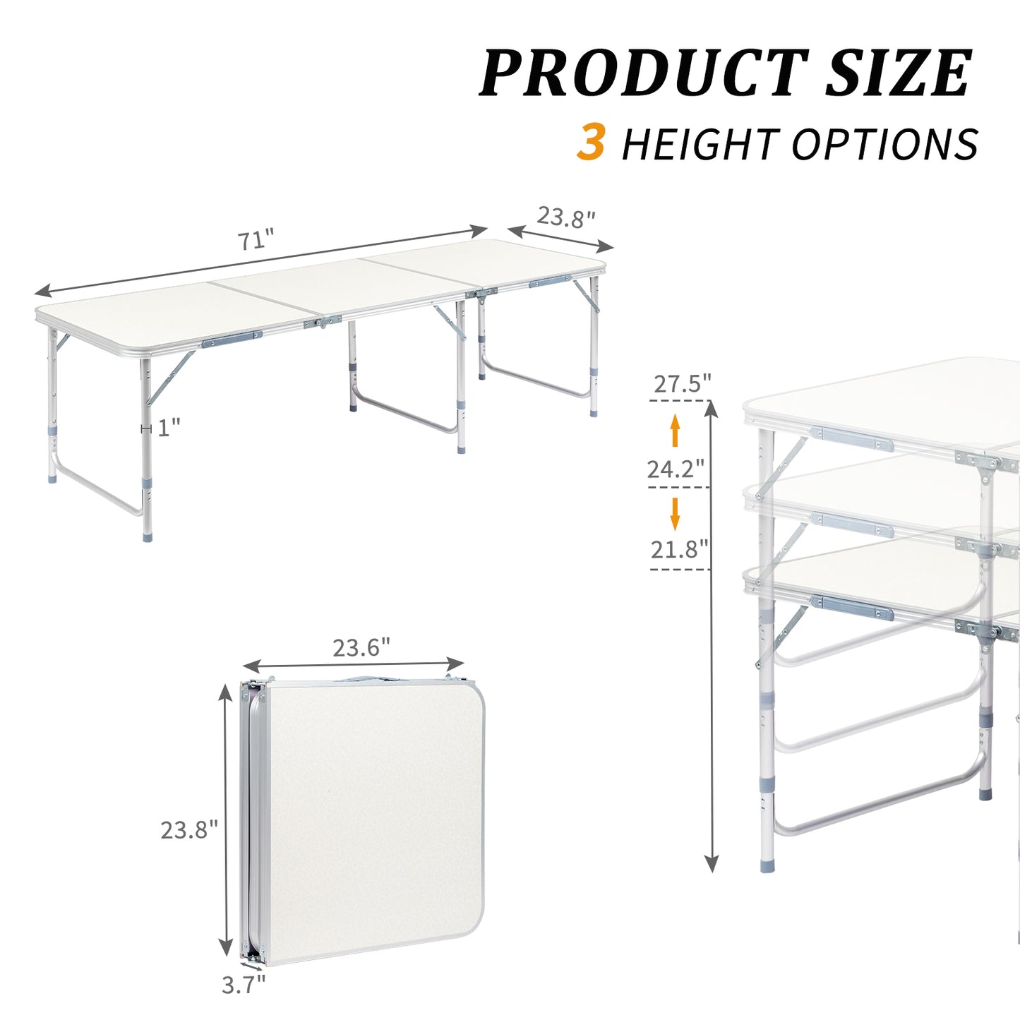6ft Aluminum Alloy Folding Table - Portable for Camping & Parties