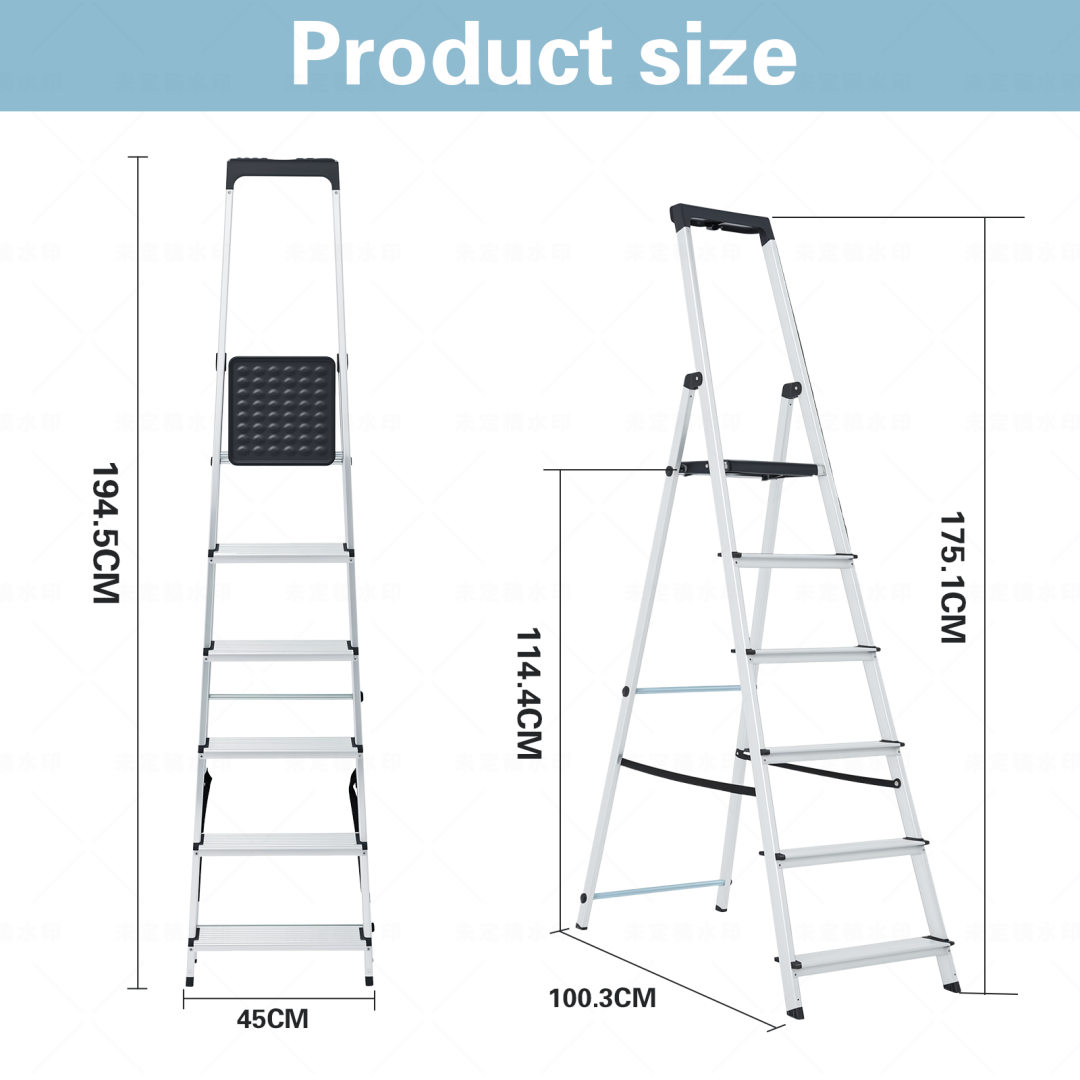 Folding Step Ladder with Handrail - 330 lb Capacity, Anti-Slip