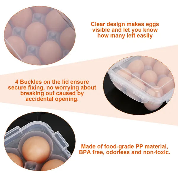 2Pcs Plastic Egg Holder Stackable Storage Box Rack For Refrigerator