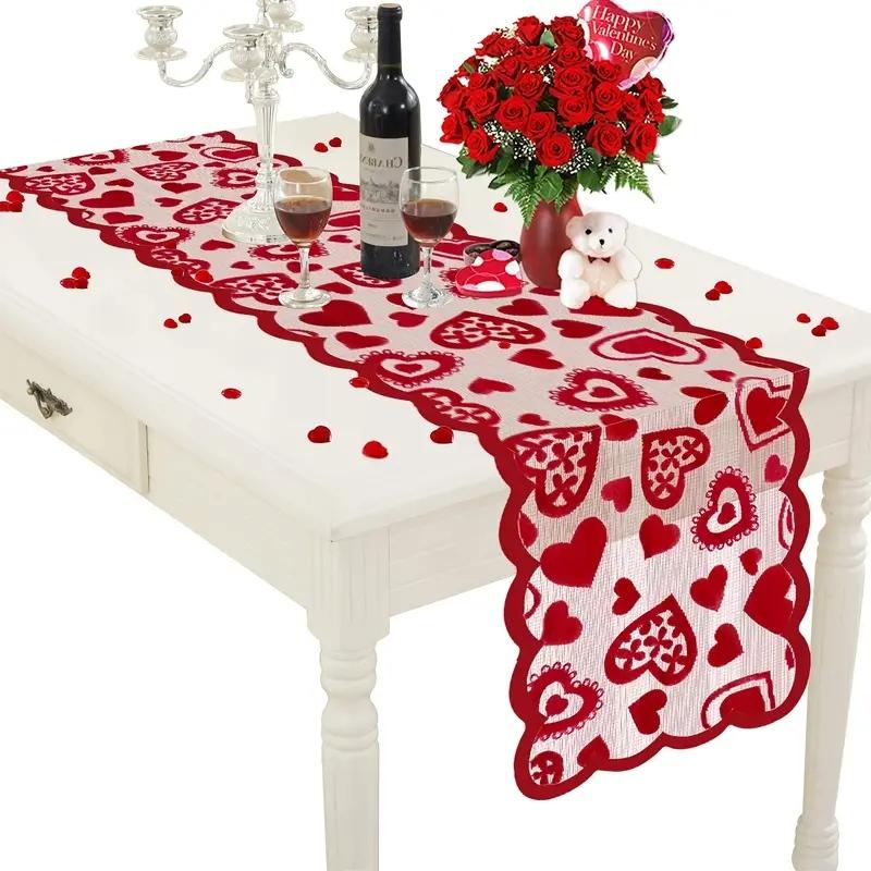 Lace Heart-Shaped Table Runner - 1 Piece, 13x72 Inches